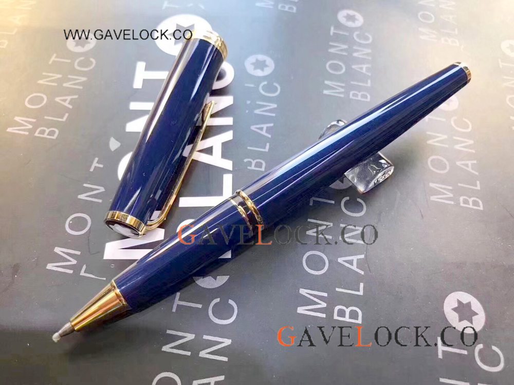 Montblanc Pix Blue Rollerball Pen with Gold Trim